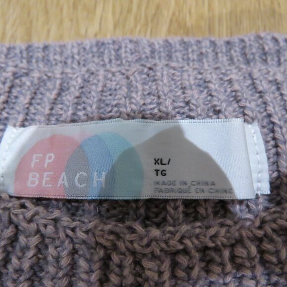 FREE PEOPLE BEACH Freya Ribbed Knit Sweater Top in Cashmere Lilac - Size XL - Picture 11 of 12
